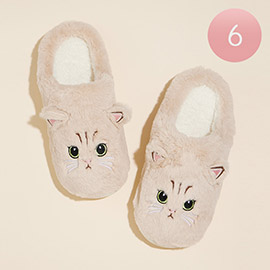 6Pairs - Cat Basic Fuzzy Slippers