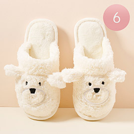 6Pairs - Dog Basic Fuzzy Slippers