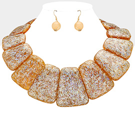 Sparkly Confetti Celluloid Acetate Pebble Bib Necklace