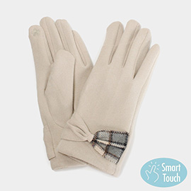 Plaid Ribbon Pointed Smart Touch Gloves