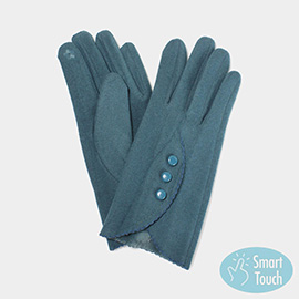 Embroidery Lace Button Deco Smart Touch Gloves