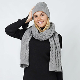 Cable Knit Hat Scarf Set