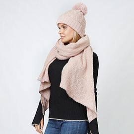 Lurex Stripe Knit Hat Scarf Set