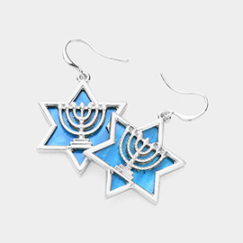 Star of David Hanukkah Menorah Candle Drop Earring