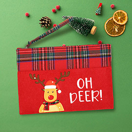 Oh Deer Letter Reindeer Christmas Pouch Bag