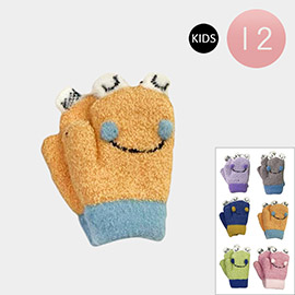 12Pairs - Kids Animal Pointed Knit Winter Mittens