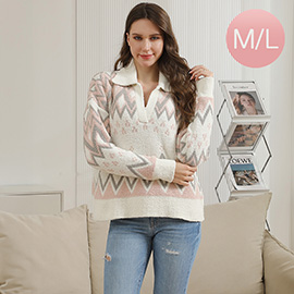 Medium/Large - Tribal Collar Pullover Sweater