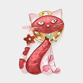 Colored Metal Cat Magnetic Brooch