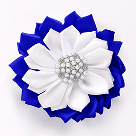 Pearl Pointed Flower Ribbon Brooch / Hair Clip