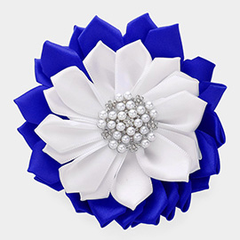 Pearl Pointed Flower Ribbon Brooch / Hair Clip