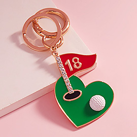 Stone Pointed Enamel 18 Golf Hole Keychain