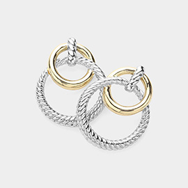 14K Gold Plated Two Tone O Ring Link Earrings