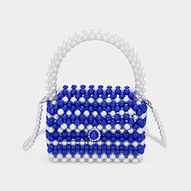 Pearl Beaded Mini Top Handle Handbag / Crossbody Bag