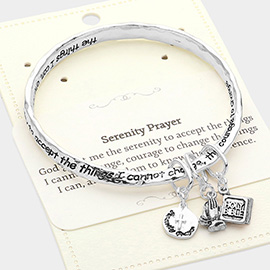 Serenity Prayer Message Religious Charm Metal Bangle Bracelet