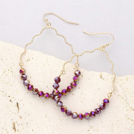 Faceted Beaded Abstract Open Teardrop Dangle Earrings