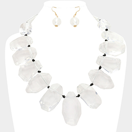 Multi Shaped Acrylic Rock Beaded Statement Necklace