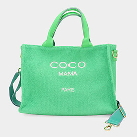 COCO MAMA Message Terry Medium Tote Bag / Crossbody Bag