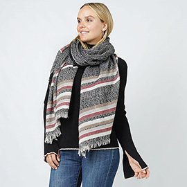 Stripe Slub Woven Oblong Scarf