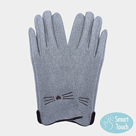 Cat Pointed Faux Suede Smart Touch Gloves