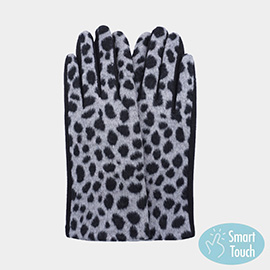 Fuzzy Fux Fur Leopard Print Smart Touch Gloves