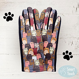 Cat Pattern Printed Smart Touch Gloves