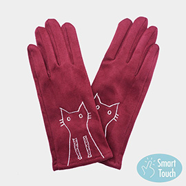 Cat Pointed Faux Suede Smart Touch Gloves