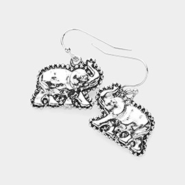 Antique Metal Elephant Dangle Earrings