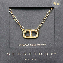 SECRET BOX_14K Gold Dipped Paperclip Pendant Necklace