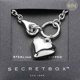 SECRET BOX_Sterling Silver Dipped Chunky Heart Pendant Necklace