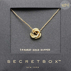 SECRET BOX_14K Gold Dipped Love Knot Pendant Necklace