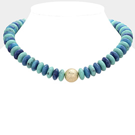 Natural Stone Beaded Bib Necklace