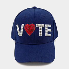 Vote Message Rhinestone Embellished Baseball Cap