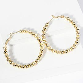 Gold Dipped Metal Ball Beaded Hoop Earrings