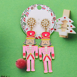 Enamel Nutcracker Dangle Earrings