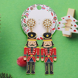 Enamel Nutcracker Dangle Earrings