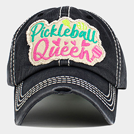 Pickleball Queen Patch Accented Vintage Baseball Cap