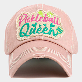 Pickleball Queen Patch Accented Vintage Baseball Cap