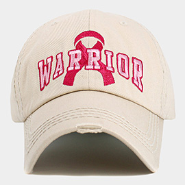 Pink Ribbon WARRIOR Embroidered Accented Vintage Baseball Cap