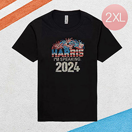 2XL - Bling Studded HARRIS 2024 Message Accented T-shirt