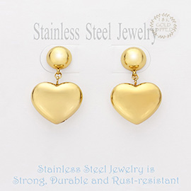 Stainless Steel Heart Dangle Earrings