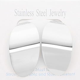 Stainless Steel Oval Dome Earrings