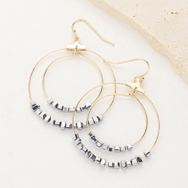 Cube Beaded Double O Ring Dangle Earrings