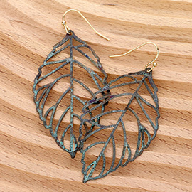 Metal Cutout Leaf Dangle Earrings