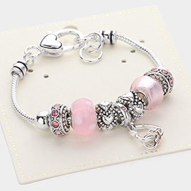 Heart Charm Pointed Multi Bead Bracelet