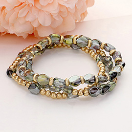 3PCS - Multi Beaded Stretch Layered Bracelets