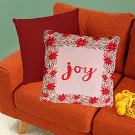 Joy Message Christmas Leaved Pattern Pillow / Cushion