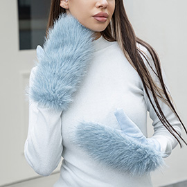 Faux Fuzzy Fur Mitten Gloves