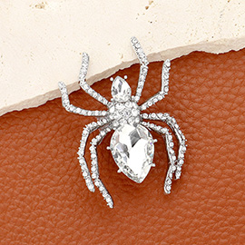 Stone Embellished Spider Pin Brooch