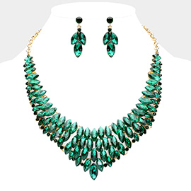 Marquise Stone Cluster Embellished Collar Evening Necklace