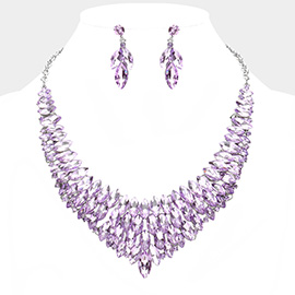 Marquise Stone Cluster Embellished Collar Evening Necklace